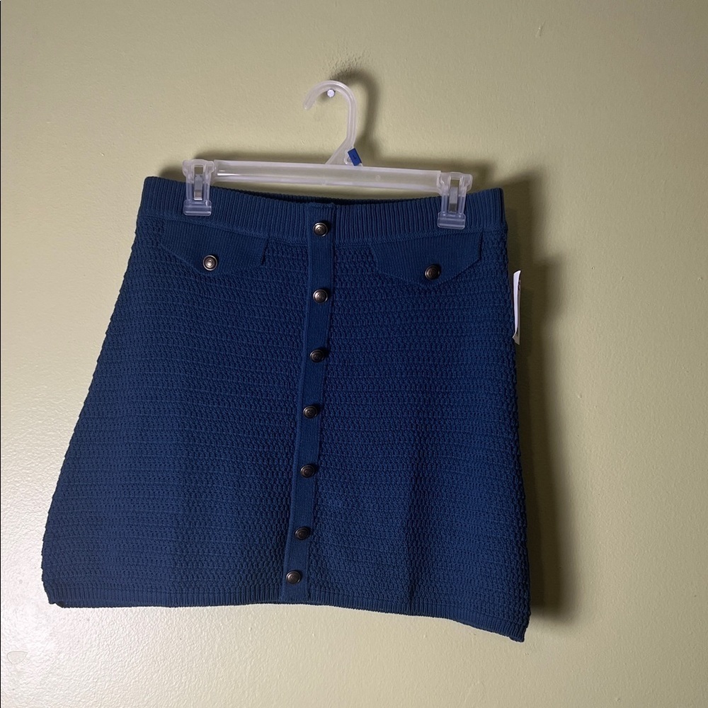 Zara Dark Blue Textured Mini Skirt